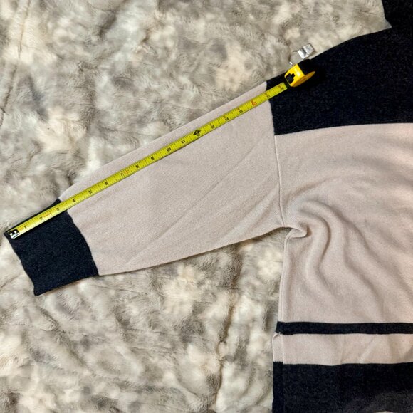 REISS “Alex” Wool Cashmere Striped Hoodie Sweater Beige & Charcoal Size Smal - Picture 5 of 16